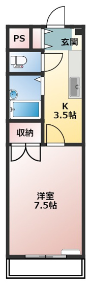 【間取り】 | ライラック岡豊 | 3F　南向き