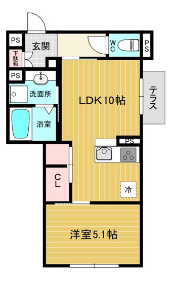 【間取り】 | Ｄ‐ｒｏｏｍ　ＷＥＳＴ　ＰＡＲＫ　西宮北口