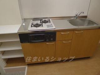 リヴィエール口田のキッチン|２口ガスコンロ・グリル付き