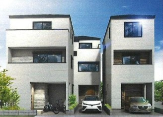 新築戸建　C棟（川崎市幸区小向仲野町）の外観パース|外観パースです　新築戸建　C棟　3LDK　JR京浜東北線「川崎」駅バス14分バス停6分　充実の設備・仕様　フラット35S利用可能　リビングにデスクスペース　床暖房