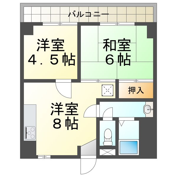 セルサス大道弐番館の間取り