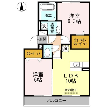 熊本市東区桜木３丁目のアパートの間取り