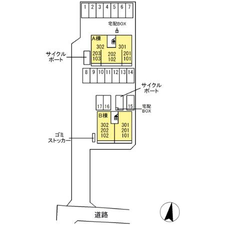 熊本市東区若葉６丁目のアパートの区画図
