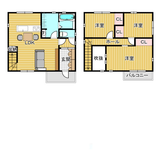 【間取り】 | クローバー安長モデルハウス