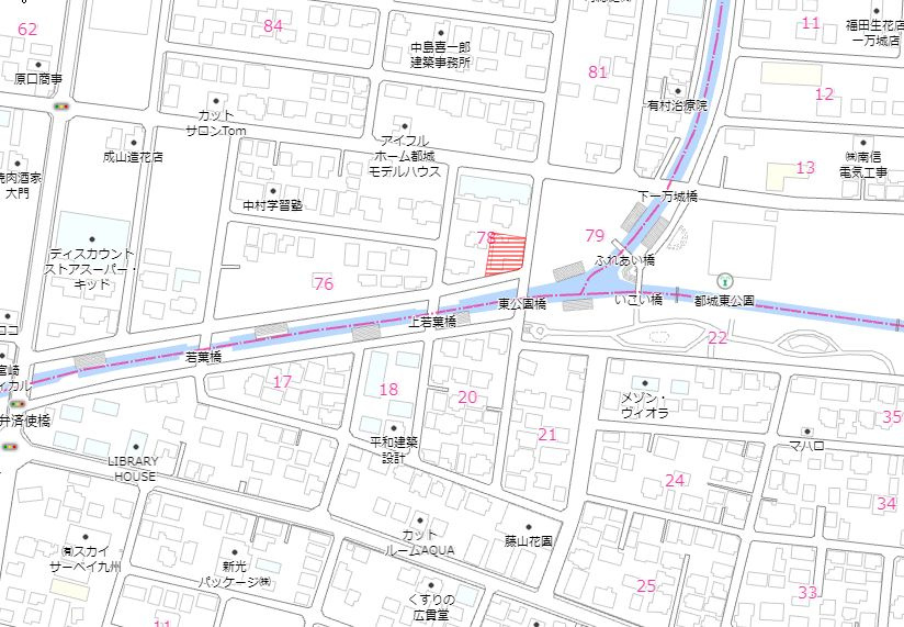 都城市若葉町の売地の土地図