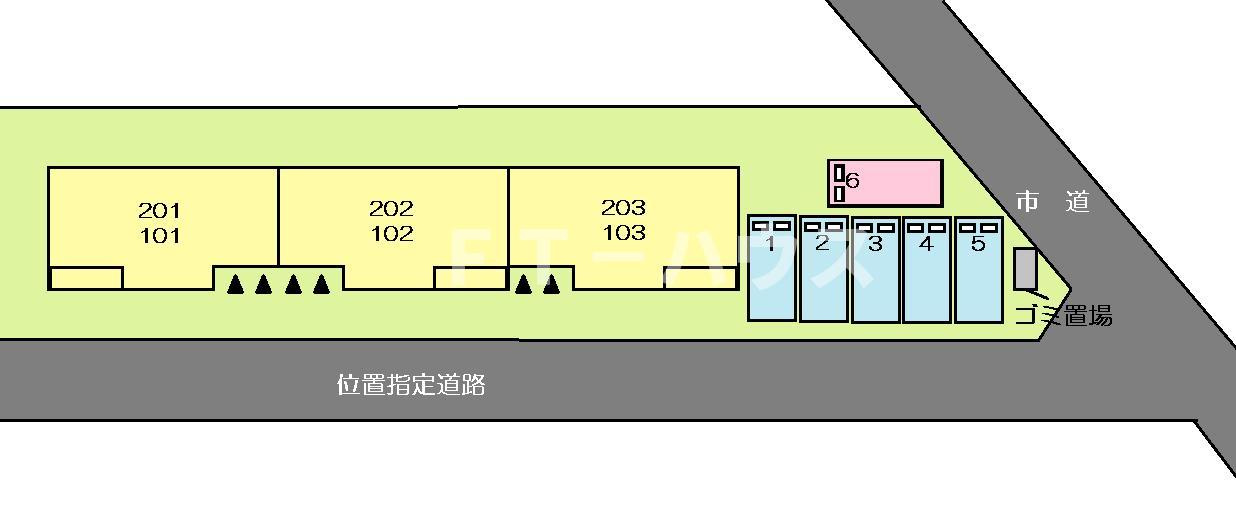 グランメールⅢの区画図|駐車場