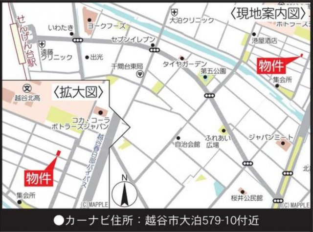 越谷市大泊新築戸建て　20帖超リビング-KEIAI TERRACEケイアイテラス-の地図