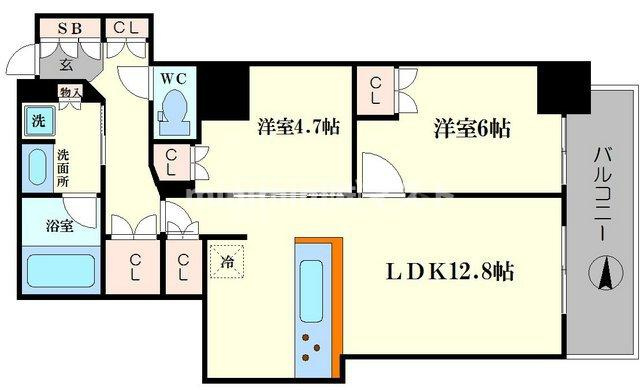 大阪市西区江之子島２丁目の賃貸マンションの間取り