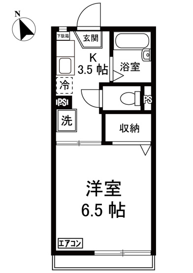【間取り】 | スカイアーバン | はじめての一人暮らしの方や学生さんにオススメ！1Kタイプのお部屋です♪なんと言っても最上階なのが嬉しい♪
