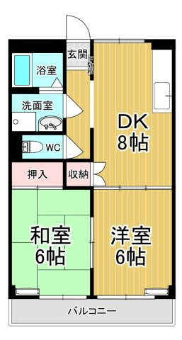 【間取り】 | メゾン・ド・トーラス | ゆったりとした間取りの2DKです♪