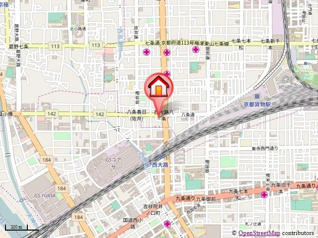 西八條彩丹の地図
