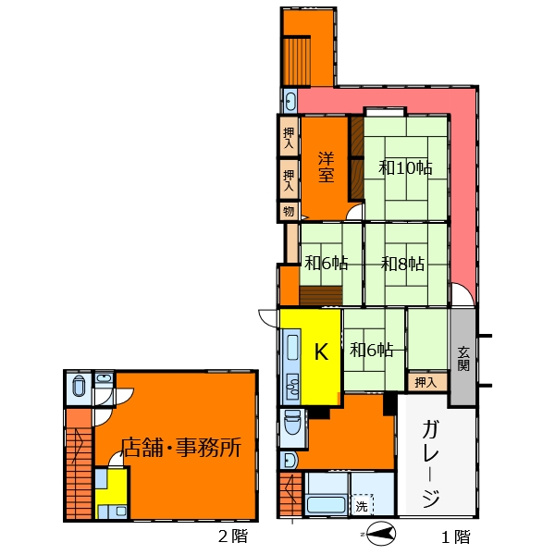 【間取り】 | 中古戸建　南アルプス市小笠原 | 間取りは5Kです！
