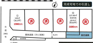 【区画図】 | 川越市山田　建築条件なし売地　「川越駅」バス18分　敷地36坪　【山田小学区】