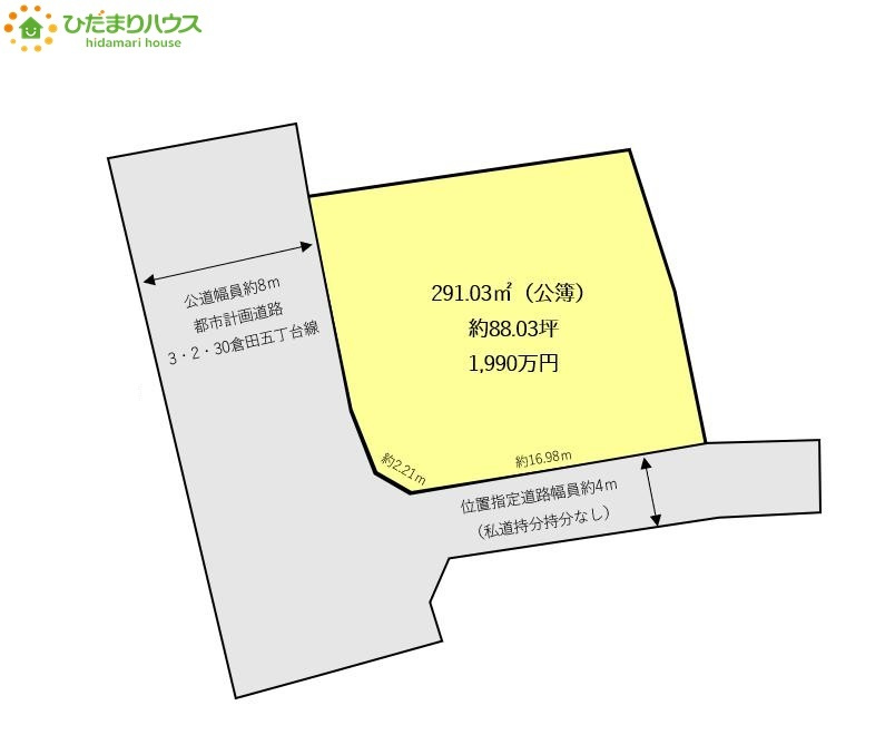 桶川市倉田　売地の土地図