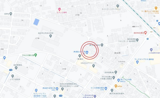 高砂市末広町（全5区画）1号地　土地の地図|荒井小学校、荒井中学校のエリアです。