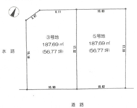 【土地図】 | 高砂市荒井町小松原4丁目（全8）土地3号地 | 3号地　敷地約56.77坪です。