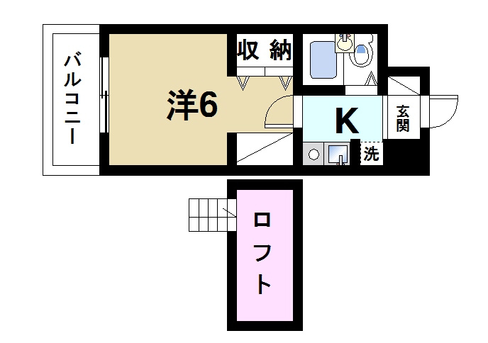 シティパレスやすらぎの道Ｐ５の間取り|お一人暮らしにピッタリの1Ｋのお部屋です。