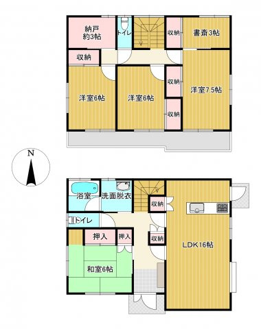宇都宮市中今泉４丁目　中古戸建の間取り|収納豊富な４LDK