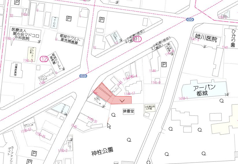 都城市小松原町の売地の土地図