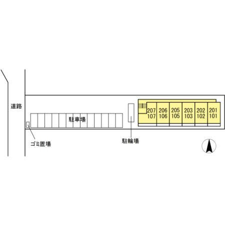 熊本市南区近見８丁目のアパートの区画図