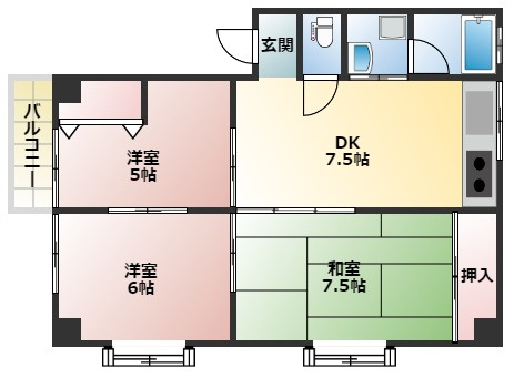 ハイツ薫Ⅱの間取り|外観もきれいです
