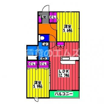 【間取り】 | アビタシオン城戸 | アビタシオン城戸の間取り