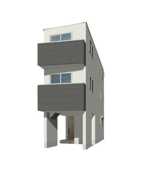 【横浜市神奈川区神之木台16-18新築戸建てB号棟】★仲介手数料無料★（西寺尾小学校・錦台中学校）の外観パース|横浜線「大口」駅まで徒歩約6分の立地。