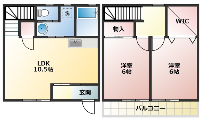 【間取り】 | コモド南ヶ丘B