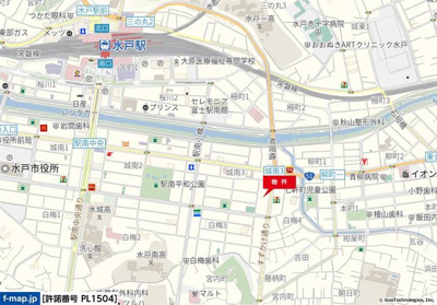 【地図】 | コトヴェール城南（テナント） | 水戸駅まで徒歩約15分