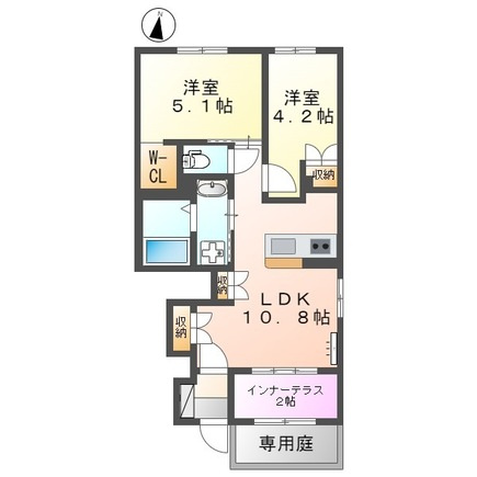 熊本市北区梶尾町のアパートの間取り