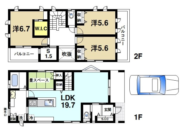 富雄元町1丁目戸建の間取り|広々とした間取りです