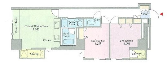 中央区築地１丁目の賃貸マンションの間取り