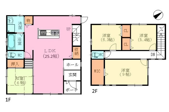 中古住宅　中川原４丁目の間取り|平面図