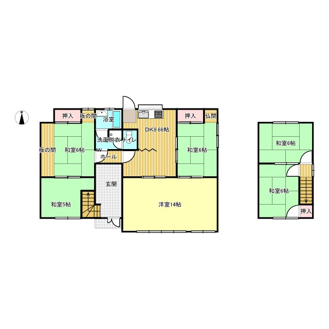 中古住宅　三田洞東１丁目の間取り|平面図