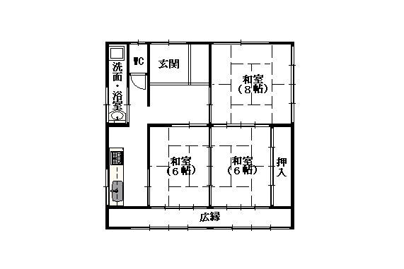 中古平屋住宅 加野１丁目の間取り
