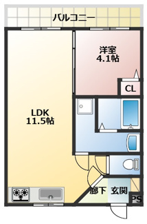 【間取り】 | ハイツ禎紫園B | 現況優先