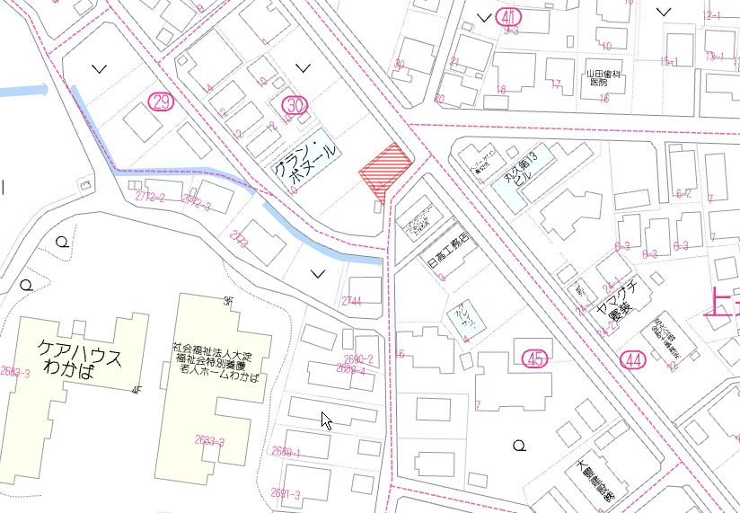 都城市上長飯町の売地の土地図