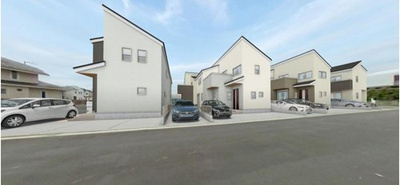 【外観パース】 | ☆区画整理事業地内全８棟分譲☆カースペース全棟２台！藤沢市菖蒲沢 | 全８棟分譲！前面道路幅員６ｍでゆとりのある区画整理事業地内☆閑静な住宅街となっております。