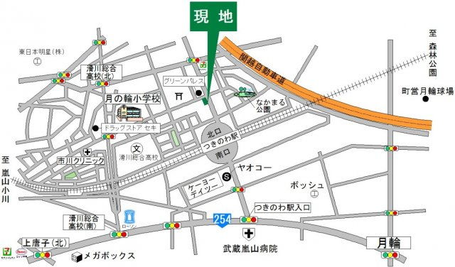 比企郡滑川町月の輪４丁目 土地５２坪の地図
