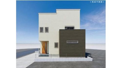 【外観パース】 | ◇日々の疲れを癒す自然豊かな住環境◇リビング床暖房／３LDK+LOFT／駐車２台可／藤沢市遠藤 | シンプルモダンスタイルは永く住んでいて飽きのこないデザインとのなっております！