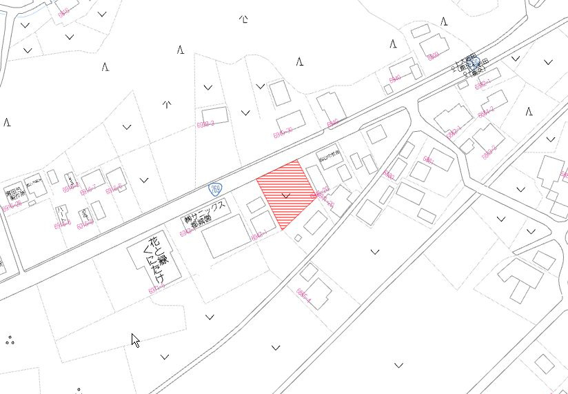 都城市大岩田町の売地の土地図