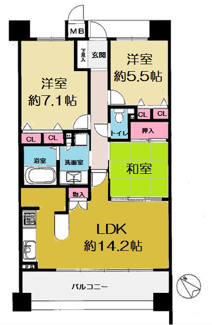 【間取り】 | グランアッシュ伊丹北本町 | ゆったりとした３LDKの間取りです♪新婚様からファミリー様まで幅広くおすすめの間取りです！