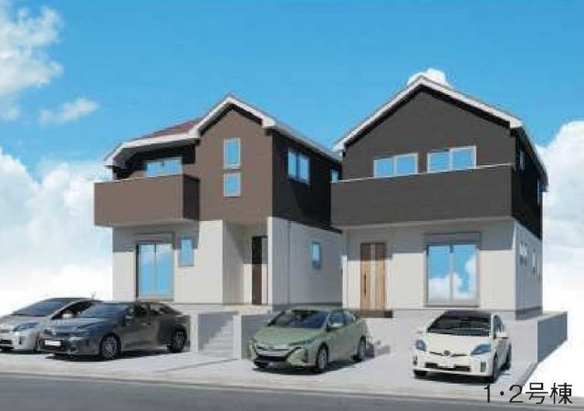 【横浜市磯子区森５丁目7-9新築戸建て２号棟】★仲介手数料無料★（屏風浦小学校・森中学校）の外観パース|磯子区森5丁目の全3棟の新築分譲住宅です。