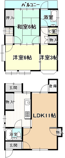 【間取り】 | 明治町1丁目貸家