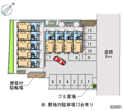 【区画図】 | LECIEL | 敷地内に屋根付き駐輪場、ゴミ置き場あります