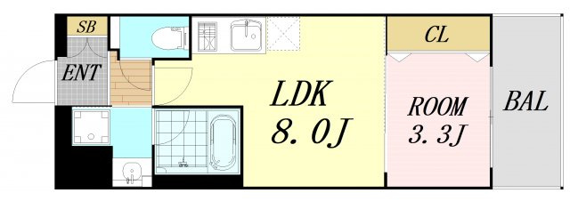 スプランディッド中之島DUE　仲介手数料無料の間取り