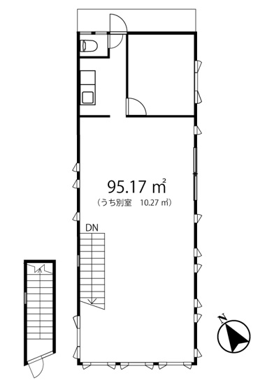 【間取り】 | 鶴川5丁目貸店舗 | 専有面積95.17平米☆嬉しい四方角部屋です♪