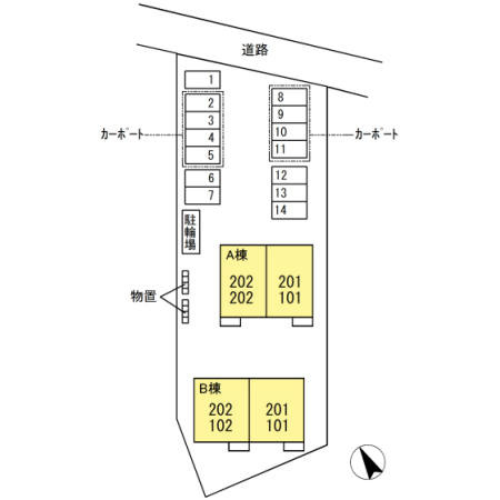 コンフォーティア東仙北Bの区画図