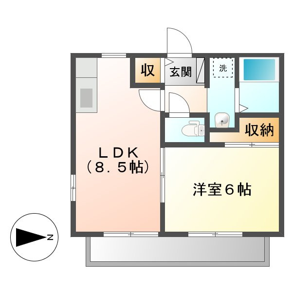 倉敷市福島のアパートの間取り