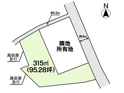 【区画図】 | 土地　玉島柏島　全1区画　95.28坪 | 敷地面積約95坪。車は東側道路より進入できます。